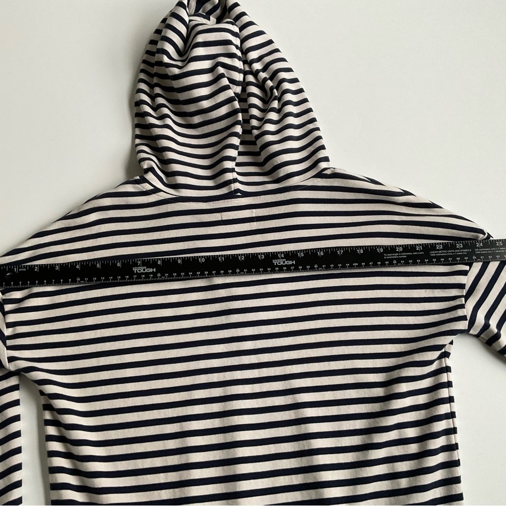 Lou & Grey Cotton Striped Hooded Pullover XS Coastal Preppy Nautical Oversized - Picture 10 of 11